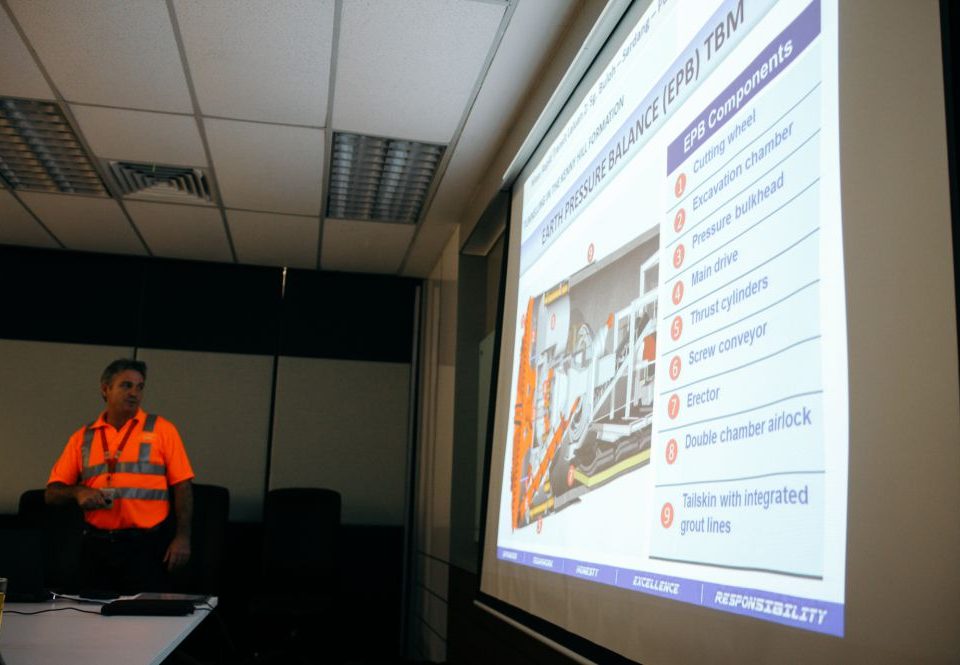 IN-DEPTH INFORMATION: Malaysia Rapid Transit Corporation Sdn Bhd Senior Project Manager Mr Alex Terry providing information about the Tunnel Boring Machine for underground works.