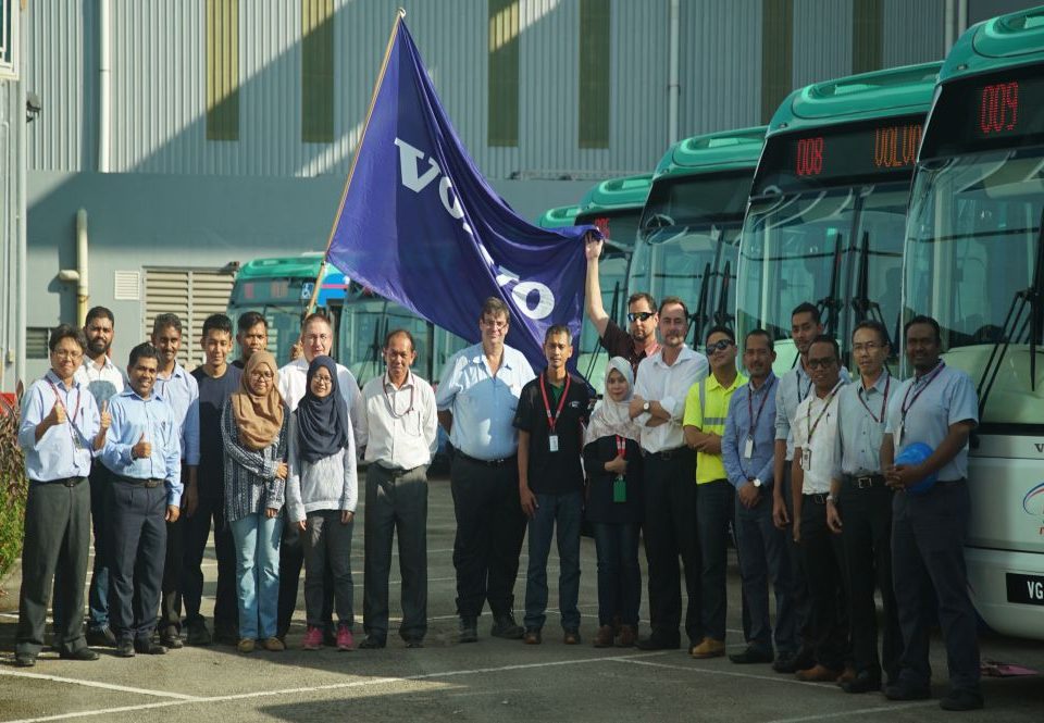 THE TEAM: The individuals responsible for the feeder buses delivery at SCOMI's bus factory in Rawang, Selangor.