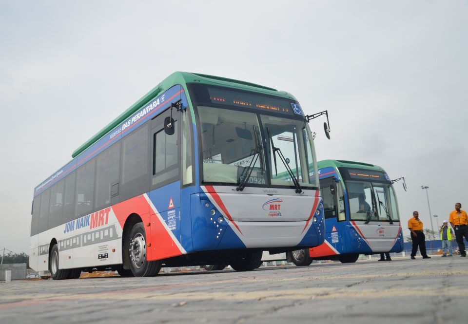 STRIKING: The MRT Sungai Buloh-Kajang Line feeder buses.