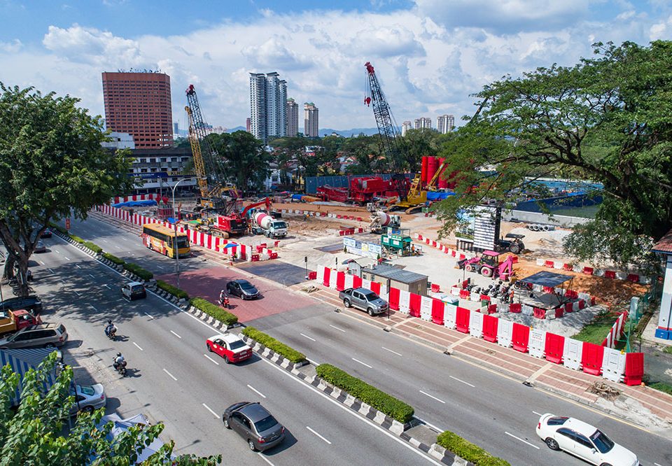 Preparation for traffic diversion for the construction of the future Sentul West Station at Jalan Sultan Azlan Shah.