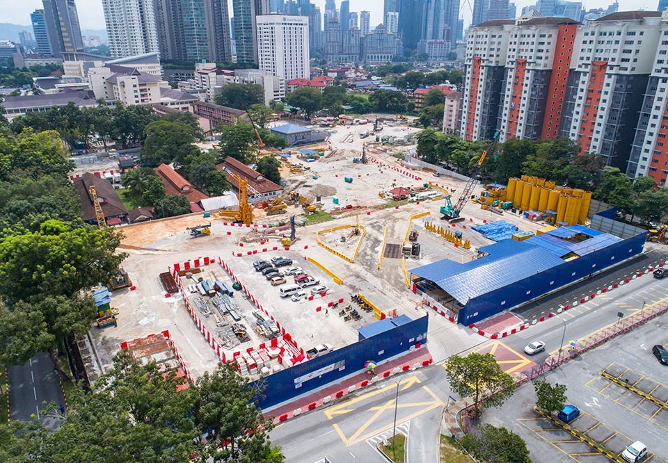 View of ongoing site preparation works within site for the construction of the Cross Over Box/Intervention Shaft 1.