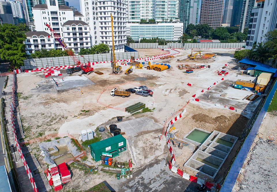 Ongoing concrete slab works surrounding the station box at the future Conlay Station site.