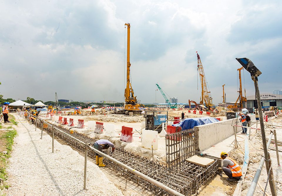 MRT construction work at the future Bandar Malaysia North Station site.