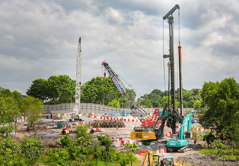 Ongoing piling works at the Putrajaya Sentral MRT Station site.