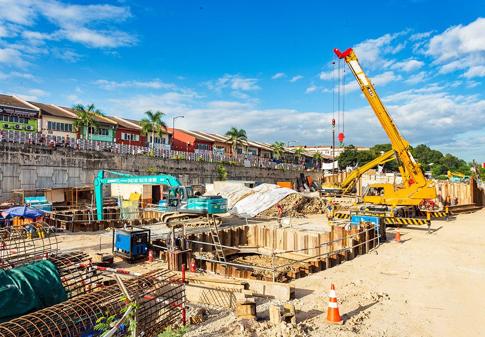 Ongoing pile cap construction works at the upcoming Damansara Damai Station site.