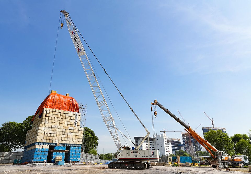 Ongoing load test at the MRT construction site near the Putrajaya Sentral Station.