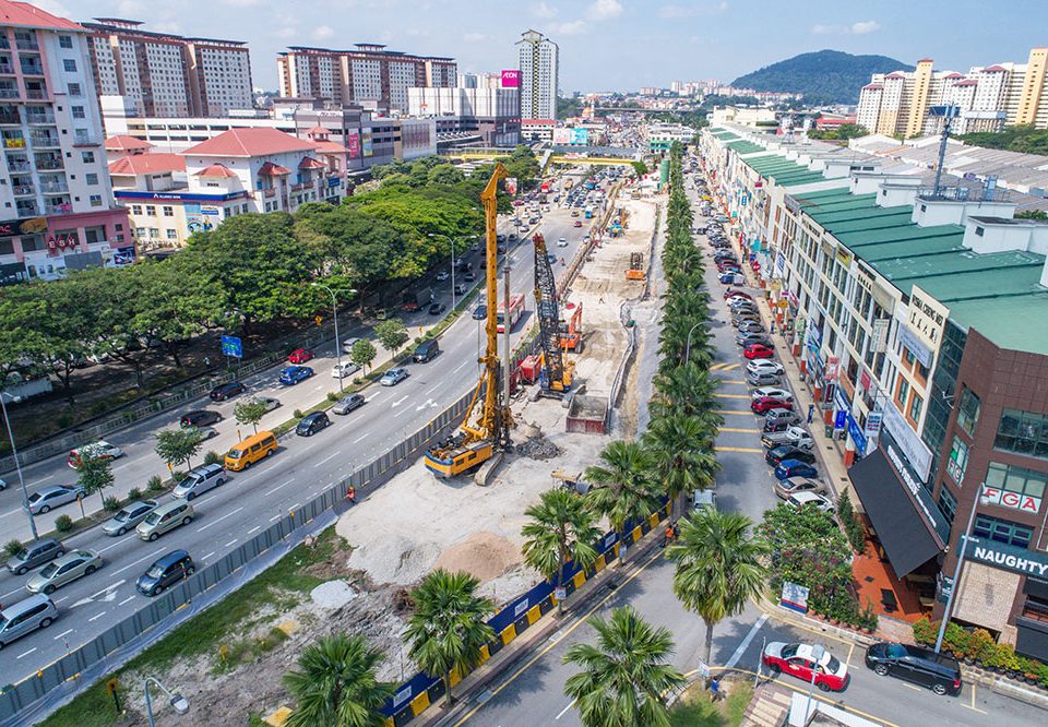View of bored piling, pile cap and pier column works at the future Metro Prima Station site in Kepong.