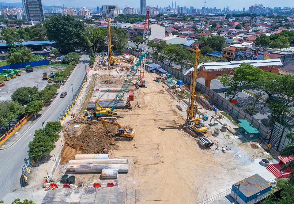 Bored piling works in progress along Jalan Kepong in Jinjang.