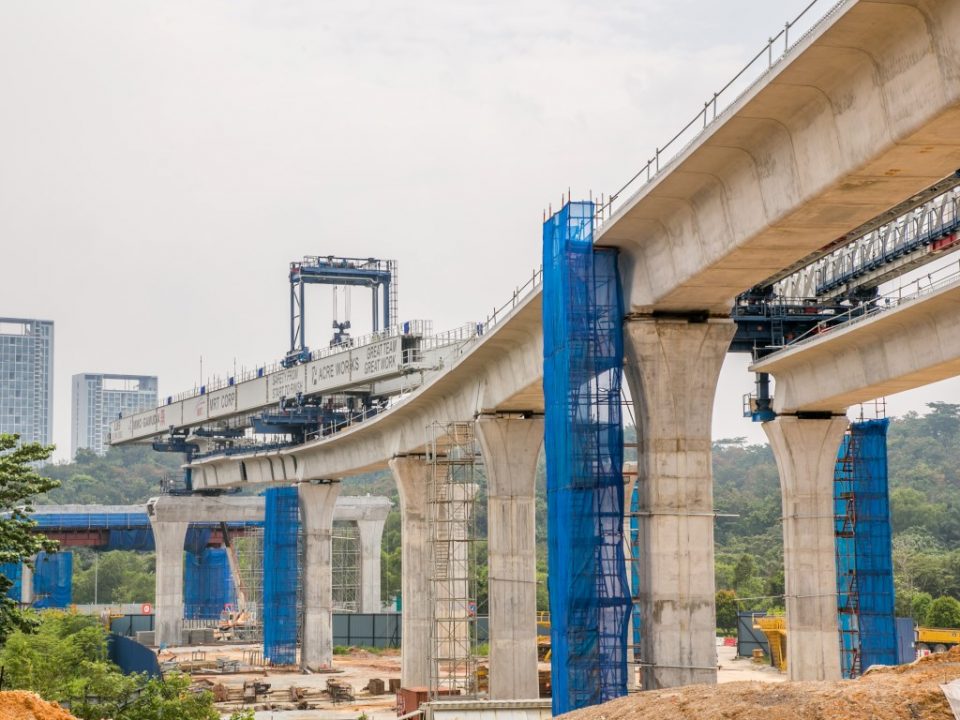 View of completed span launching at the Cyberjaya North MRT Station site.