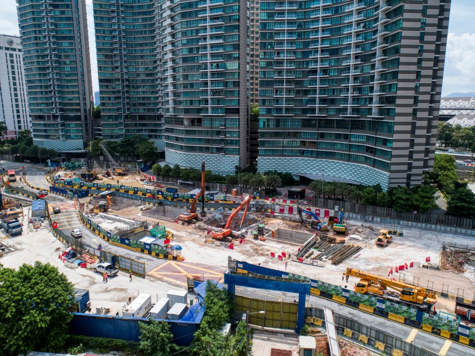 Overall view of the Raja Uda MRT Station with the latest road diversion.